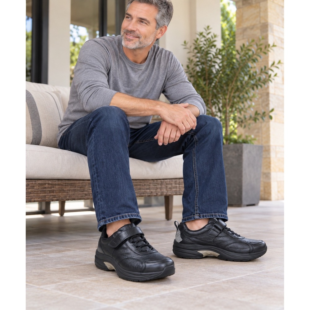 Dr. Comfort Winner 5710 Mens Black Leather Therapeutic Sneakers 12XW Extra Wide